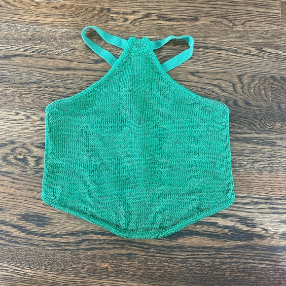 Olivaceous Tops - Green halter top, size M